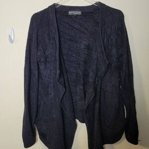 Barefoot Dreams Bamboo Chic Lite Cardigan Medium Navy Side Pockets Style 433